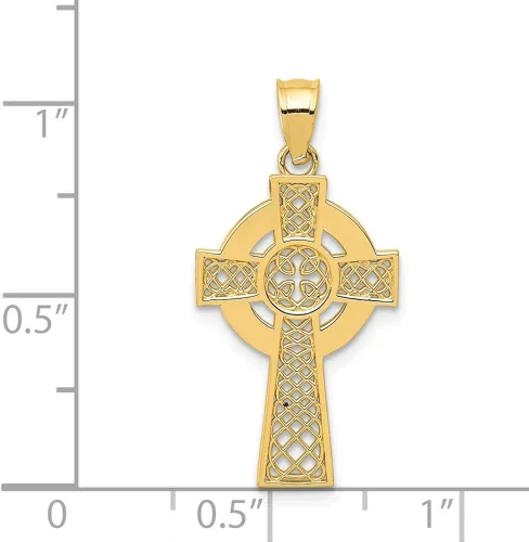 Vista 4 de Colgante de cruz de Claddagh irlandés de oro amarillo macizo de 14 k