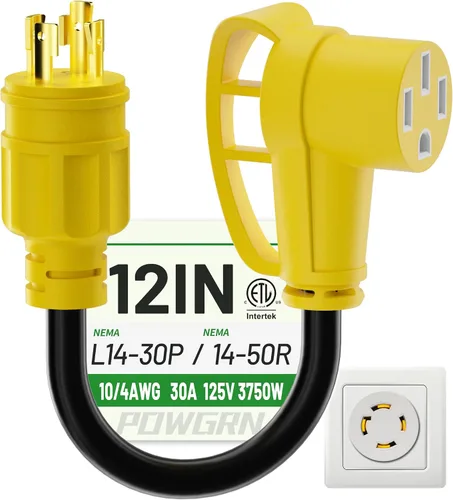 Vista 10 de POWGRN Cable de alimentación RV de 10 pies, cable de extensión de generador