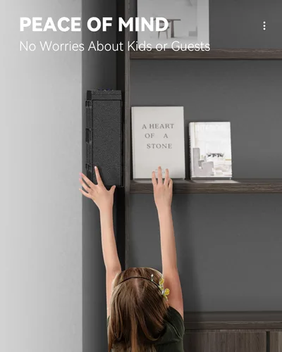 Vista 5 de HOLEWOR - Caja de seguridad para armas, caja de seguridad biométrica deslizante para pistola con huella digital, cerradura de arma de fuego