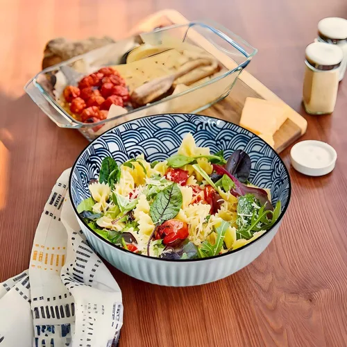Vista 5 de Hesen Tazón de sopa grande de 60 onzas, cuencos Pho, juego de cuencos de ramen japonés, juego de 3 cuencos grandes de porcelana, 8 pulgadas