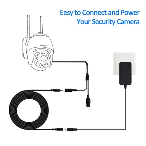 Vista 4 de BOAVISION Cable de extensión de 12 V CC, cable de extensión de 16.5 pies, cable de CC de 0.083 in x 0.217 in, compatible con cable adaptador