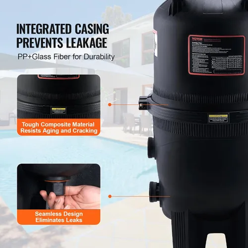 Vista 3 de VEVOR Depósito de filtro de piscina Pro 2026 y elemento para piscinas sobre el suelo y enterradas, sistema limpiador grande de 520-525 pies