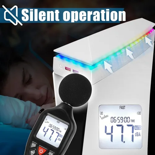 Vista 5 de Console Cooling Fan with Dust Cover Colorful LED Light for PS5 Console Disc Edition & Digital Edition Silent Absorb Fan Cooler with 2 USB Port