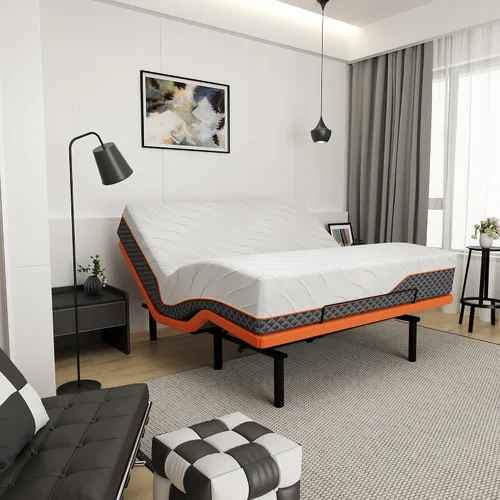 Vista 23 de ESHINE - Base de cama ajustable individual XL con colchón + colchón de espuma viscoelástica de gel de 8 pulgadas (firmeza media), control por