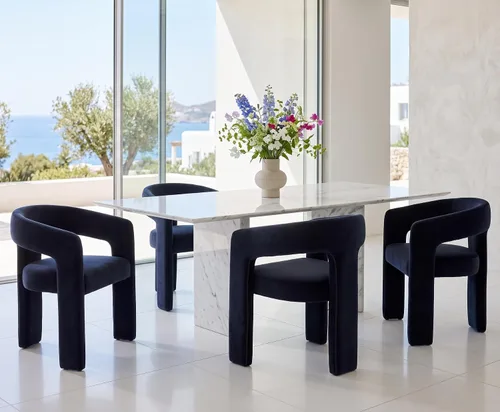 Vista 53 de RIVOVA Silla de comedor moderna de barril, silla lateral acolchada en lino con brazos cómoda para tocador, silla para comedor, sala de estar