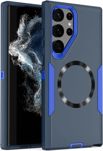 Vista 28 de Funda diseñada para Samsung Galaxy S22 Ultra, magnética, protección contra caídas de servicio pesado, protección de doble capa, compatible