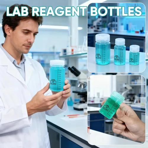 Vista 2 de DEMORA Botellas de plástico con tapas herméticas de 1 oz/30 ml, recipientes de líquidos de boca ancha de grado alimenticio, botellas de medición
