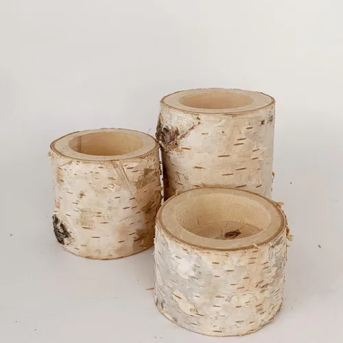 Vista 8 de Portavelas rústico de madera para decoración de mesa de madera para decoración de fiesta (paquete de 3 alturas surtidas)