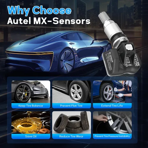 Vista 7 de Autel TPMS Sensores 4 piezas, 2 en 1 315 MHz+433 MHz Sensor universal de presión de neumáticos