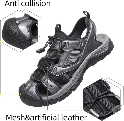 Vista 3 de GOLDEN CAMEL Sandalias de senderismo para hombre con puntera cerrada, sandalias deportivas impermeables para verano, caminar, playa, zapatos de agua