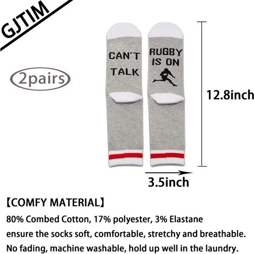 Vista 2 de GJTIM 2 pares de calcetines de rugby Can't Talk Rugby Is On Rugby Player Rugby Entrenador de Rugby Regalo divertido Calcetines de regalo