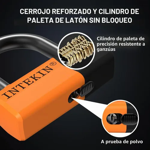 Vista 2 de Candado de cadena de bicicleta resistente de 4 pies, 0.472 in de grosor, bloqueo de disco de 0.630 in para motocicletas, scooters, puertas