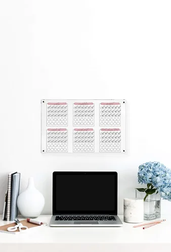 Vista 3 de Large Clear Acrylic HABIT TRACKER for wall Dry-Erase Message White Board Calendar Wall Mounted Office Home Family Organization Tools Must Haves