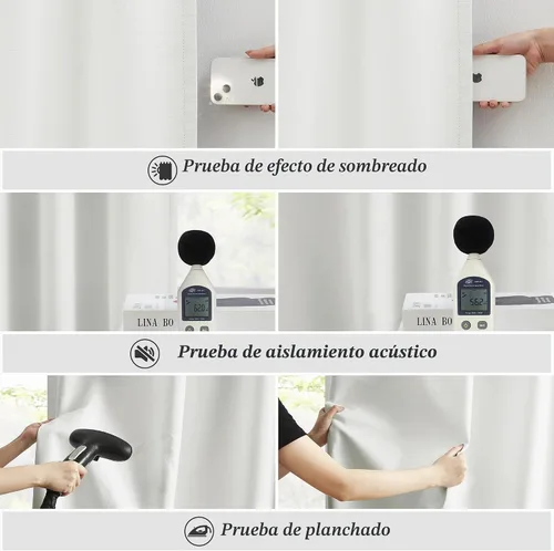 Vista 6 de KEQIAOSUOCAI - Cortinas opacas naturales de 108 pulgadas de largo, cortinas modernas con pestaña trasera, paneles plisados para sistema de cortina