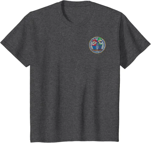 Vista 29 de Super Mario Bros Luigi Left Chest Since 1985 - Camiseta gráfica Negro