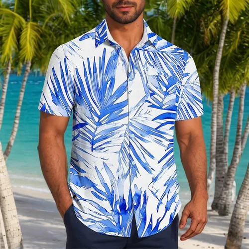Vista 2 de Zeiyignr Camisa hawaiana para hombre con bolsillo, manga corta, con botones, resistente a las arrugas, para playa, fiestas en la piscina, vacaciones