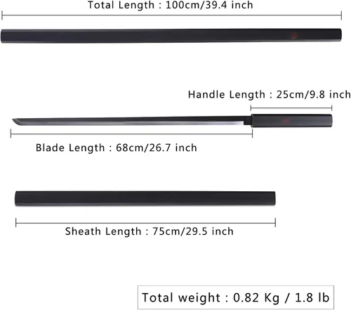 Vista 2 de Espada japonesa de anime Sasuke, espada samurái para cosplay, acero al carbono real, no afilada, Katana negra