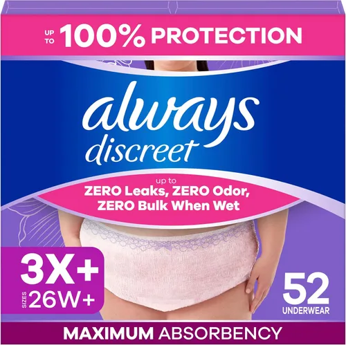 Vista 28 de Always Discreet Ropa interior para incontinencia adulta para mujeres y ropa interior posparto, pequeña/mediana, hasta 100% protección contra fugas