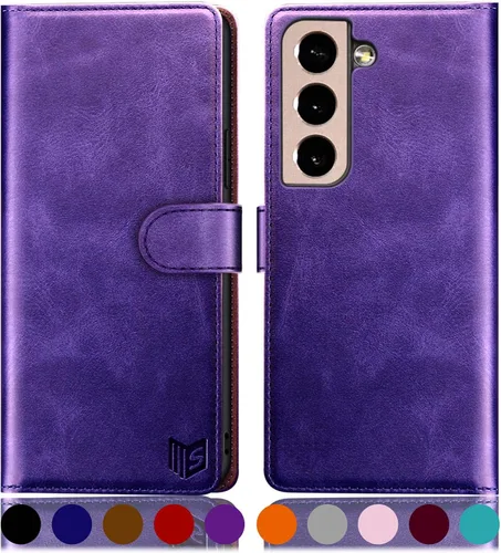 Vista 13 de SUANPOT Funda de piel tipo cartera para Samsung Galaxy S22+/S22 Plus 5G con bloqueo RFID, tarjetero para tarjetas de crédito, funda para teléfono