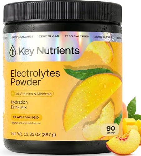 Vista 27 de KEY NUTRIENTS Electrolitos en polvo sin azúcar, limonada de maracuyá con 6 electrolitos y minerales, fibra prebiótica y polvos de hidratación