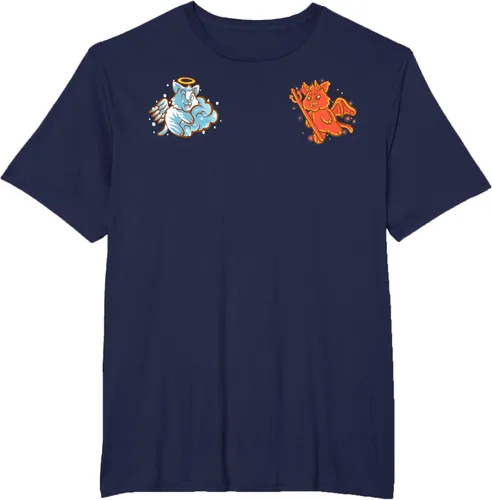 Vista 46 de Camiseta de gato ángel y diablo sentado en tu hombro Nerd Kitten, Negro