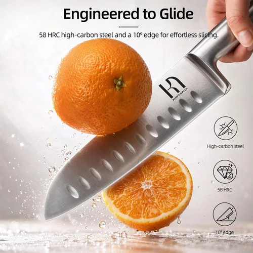 Vista 8 de KnifeSaga Juego de bloque de cuchillos de cocina, 12 piezas con afilador Juego de cuchillos de acero inoxidable de alto carbono japonés para cocina