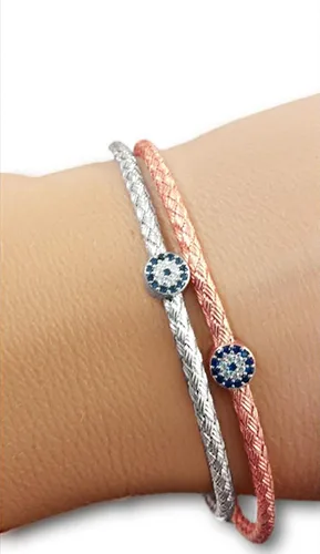 Vista 2 de Evil Eye Sterling Silver Bangle Bracelet for Women