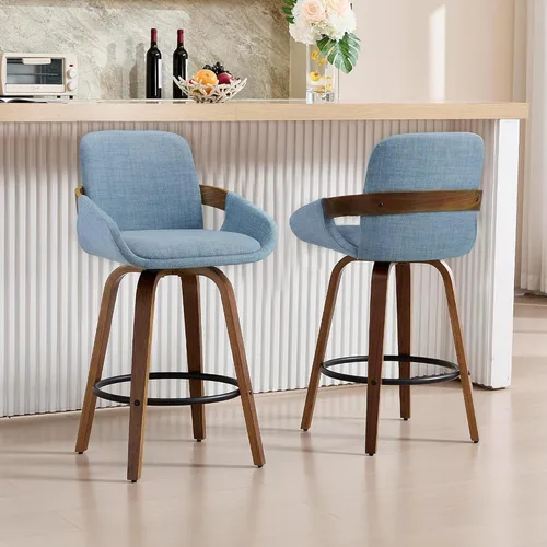 Vista 20 de VipDesk - Taburetes de bar giratorios, taburetes de bar de 26" de altura de mostrador con respaldo y brazos, sillas de bar tapizadas modernas