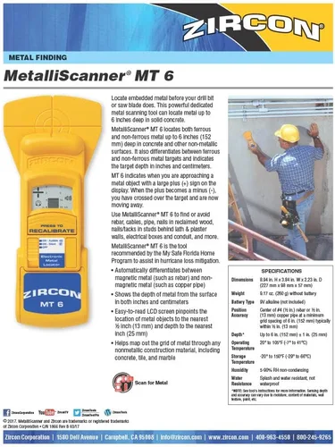 Vista 7 de Zircon MetalliScanner MT6 - Detector de metales profesional - Localizador de metales portátil de escaneo profundo para metales ferrosos