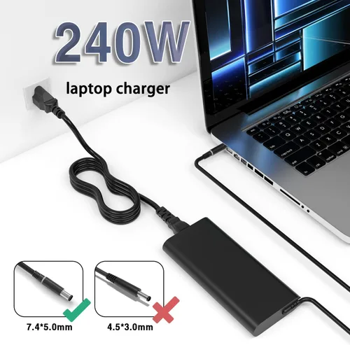 Vista 2 de WZXHU Cargador para portátil de 240 W compatible con Dell Alienware G3 G5 G7 G15 G16 M17X M18 M18X X51 15 17 R1 R2 R3 R4 R5 Precision 7550 7670 7730