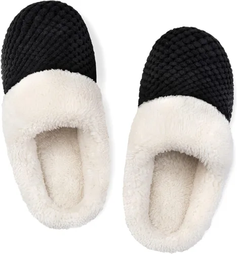 Vista 2 de ULTRAIDEAS Juego de 2 pares de pantuflas de Navidad para mujer talla 7-8 de EE. UU. (bronceado, negro)