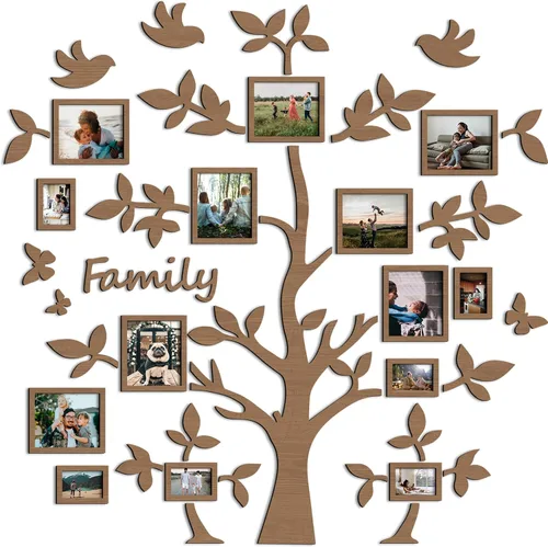 Vista 9 de JustLikeWood 39.3 x 39.3 pulgadas, diseño de árbol genealógico de madera grande para pared, diseño de baterias, removible, decoración de bricolaje