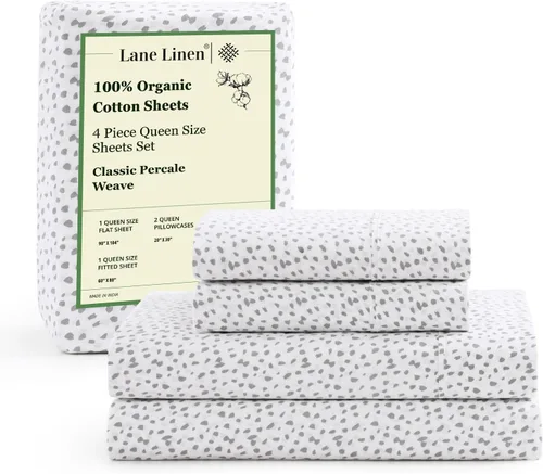 Vista 75 de LANE LINEN - Juego de 2 sábanas de fibras largas 100 % algodón orgánico, percal de fibras largas, ultrasuave y transpirable, para colchones de hasta
