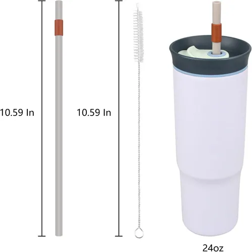 Vista 2 de Pajitas de repuesto para vaso Owala de 24 onzas, 6 colores con 1 cepillo (paquete de 6 unidades para 24 onzas)