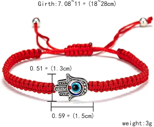 Vista 6 de Pulseras de mal de ojo para mujer, 7 nudos, color rojo de la suerte, ajustable, ojo turco, cábala, pulsera de cuerda roja para niñas