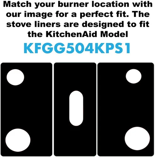 Vista 2 de Protectores de estufa Premium Plus para cocina KitchenAid modelo KFGG504KPS1, corte personalizado, revestimiento de estufa fácil de limpiar