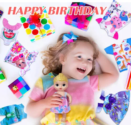 Vista 5 de ARTST Alive - Ropa de bebé, 7 juegos de ropa de muñeca de bebé, accesorios de vestido, traje de baño para muñecas de 10 a 12 pulgadas, niñas
