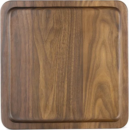 Vista 3 de Winterworm Bandeja de madera rústica de nogal macizo, bandeja cuadrada rectangular para té, bandeja de café (cuadrada pequeña (6.3 x 6.3 pulgadas)