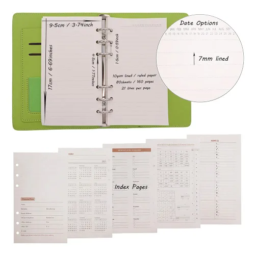 Vista 22 de HXRTANGS A5 Refillable Notebook, Ring Binder Journal Personal Organizer with Lined Paper + Planner Stickers + Subject Dividers + Index Tabs +