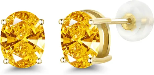 Vista 198 de Gem Stone King Aretes de oro de 14 quilates con piedra natal ovalada de 0.315 x 0.236 in Aretes de oro para mujer