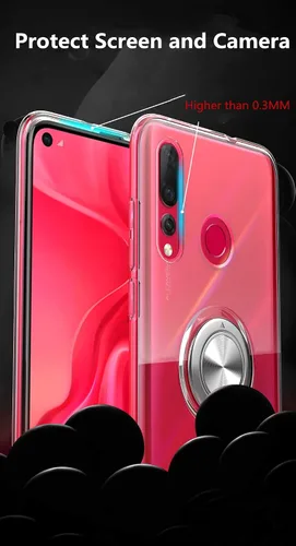 Vista 8 de SORAKA Funda transparente para Huawei P30 Lite con soporte de anillo giratorio de 360 grados, funda protectora transparente de TPU suave con placa