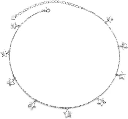 Vista 11 de Gargantilla de plata esterlina con colgante de cadena de disco para mujer, 13+3 pulgadas