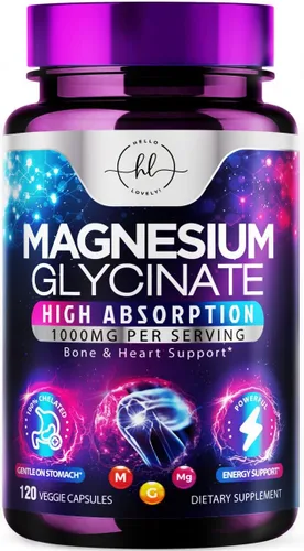 Vista 10 de Suplemento de glicinato de magnesio, 100% quelado y purificado, para apoyar el sueño, la salud del corazón, los músculos y la fuerza ósea, fórmula