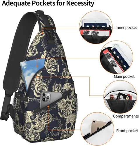 Vista 4 de Mochila bandolera unisex para el pecho, bolsa cruzada para viajes, senderismo, para mujeres y hombres, bolsa de hombro, Mochilas Daypack