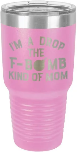 Vista 11 de I'M A DROP THE F BOMB KIND OF MOM Vaso negro de 30 onzas con popote y tapa superior deslizante Taza de viaje de acero inoxidable Comparar