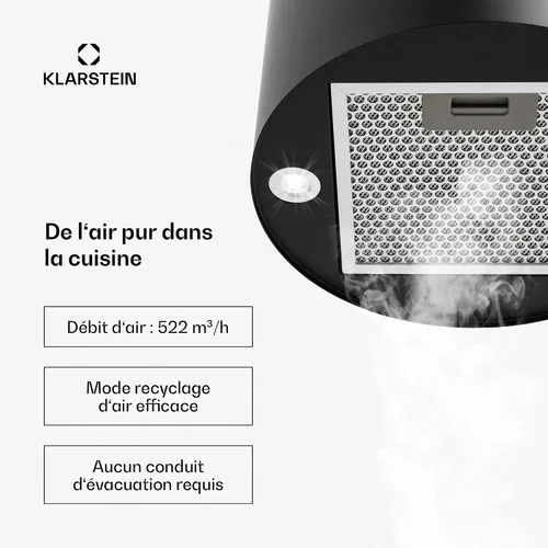 Vista 10 de Klarstein - Campana extractora de cocina para isla colgante, campana extractora para cocina, filtro de campana de carbono, campanas de flujo de aire