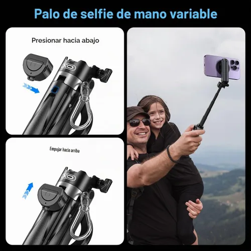 Vista 6 de Trípode magnético para iPhone con control remoto, palo selfie portátil 4 en 1 con soporte extensible, trípode de viaje para teléfono para iPhone 17