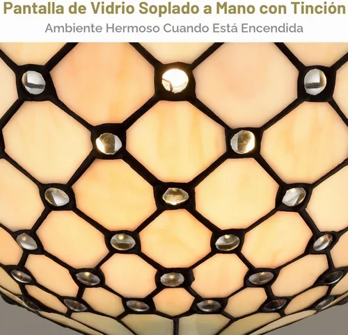 Vista 7 de DEYNITE Tiffany - Aplique de pared, color negro, con pantalla de cristal