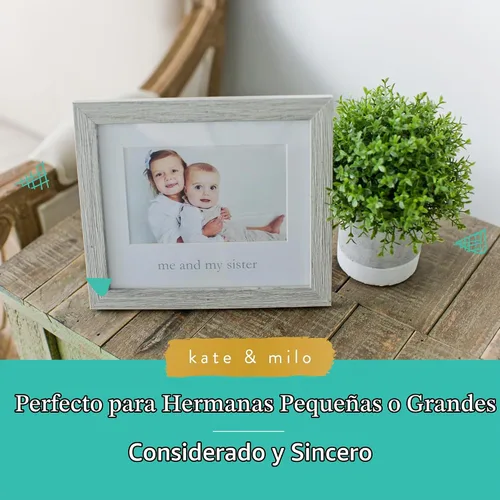 Vista 3 de Kate & Milo Rustic Me & My Sister - Marco para hermanos, regalo ideal para hermana pequeña o mayor, decoración de cuarto de bebé neutral para género