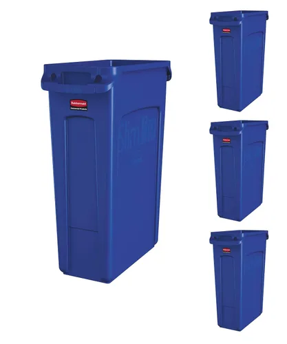 Vista 13 de Rubbermaid Commercial Products - Basurero de reciclaje, diseño rectangular con canales de ventilación, modelo Slim Jim, Beige